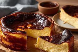 Basque Cheesecake - Chiếc b&aacute;nh ph&ocirc; mai n&acirc;u sẫm m&agrave;u nổi tiếng của T&acirc;y Ban Nha
