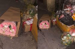 Cảnh những b&oacute; hoa đẹp bị vứt b&atilde;i r&aacute;c sau 20/10 g&acirc;y tranh c&atilde;i về sự l&atilde;ng ph&iacute;