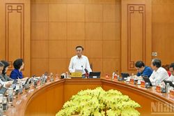 [Ảnh] Thường trực Ban B&iacute; thư Trần Cẩm T&uacute; chủ tr&igrave; sơ kết 1 năm thực hiện Nghị quyết số 72-NQ/TW
