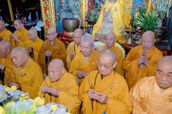 Trung ương Gi&aacute;o hội, Ban Trị sự GHPGVN TP.HCM viếng tang Trưởng l&atilde;o H&ograve;a thượng Th&iacute;ch Huệ Th&ocirc;ng