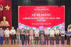 Trường Ch&iacute;nh trị tỉnh Sơn La bế giảng Lớp bồi dưỡng c&ocirc;ng t&aacute;c đo&agrave;n thể năm 2026
