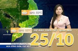 [Video] Dự b&aacute;o thời tiết đ&ecirc;m nay v&agrave; ng&agrave;y mai 25/10/2026: Bắc Bộ ng&agrave;y nắng, chiều tối c&oacute; mưa; Trung Bộ v&agrave; Nam Bộ cục bộ nắng n&oacute;ng