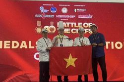 Đội tuyển Đầu bếp H&agrave; Nội gi&agrave;nh huy chương v&agrave;ng tại cuộc thi ẩm thực quốc tế