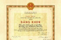 Bằng khen của Bác tặng thiếu niên và nhi đồng thôn Duy Viên