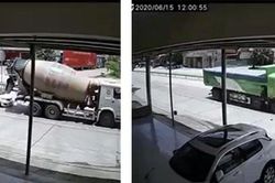 Clip: Kinh hoàng cảnh tượng xe con bị xe tải đâm bẹp rúm vào đuôi xe bồn