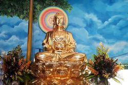 Tượng Phật dát vàng, nặng 2 tấn ở chùa Phổ Môn thành phố Vinh