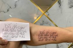 Dân mạng 'tan chảy' trước hình xăm nguệch ngoạc của ông bố mê con