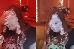 Clip cô gái bị trét bánh kem trắng mặt khiến dân mạng đòi tẩy chay trào lưu này