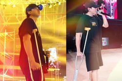 Karik chống nạng lên tổng duyệt sân khấu đêm nhạc Rap Việt