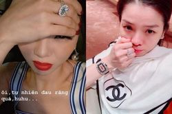 Lệ Quyên than đau răng mà dân tình chỉ chú ý vào chiếc nhẫn hột xoàn to như trứng cút