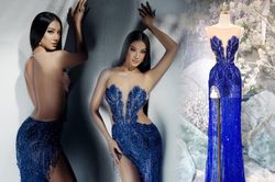 Ngất ngây với đầm dạ hội của Kim Duyên: Họa tiết lông công đậm màu Miss Universe