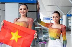 Thùy Tiên diện áo lục sắc, catwalk 'sương sương' chính thức lên đường dự thi Miss Grand 2021