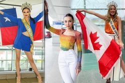 Thí sinh Miss Grand bung lụa tại sân bay: Thùy Tiên ghi điểm mạnh với set đồ ý nghĩa