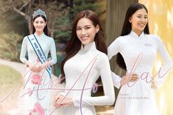 Đỗ Thị Hà - Lương Thùy Linh - Tiểu Vy ghi điểm với tà áo dài trắng khi chào sân Miss World