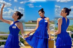 Đỗ Thị Hà xinh đẹp lung linh đón nắng Puerto Rico, fan phát hiện một chi tiết thú vị