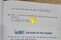 Đề bài yêu cầu nêu cảm nhận về câu chuyện vừa nghe, học sinh lớp 2 liền viết 4 từ cực phũ