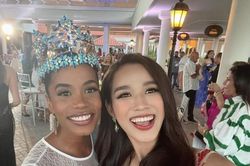 Chụp ảnh cùng Miss World các thời kỳ, Hoa hậu Đỗ Thị Hà trẻ trung xinh đẹp không thua kém