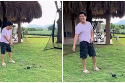 Trường Giang đi dép tổ ong, kể cả lúc đánh golf