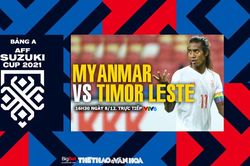 VIDEO Myanmar vs Timor Leste: VTV6 trực tiếp bóng đá, soi kèo nhà cái AFF Cup 2021