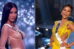 Kim Duyên đeo lại trang sức may mắn của H'Hen Niê tại đêm bán kết Miss Universe 2021