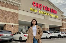 Lên đồ giản dị đi chợ Việt ở Mỹ, Đỗ Thị Hà khoe chân thon dài khiến fan trầm trồ