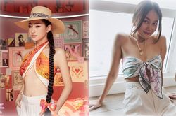 Sao Việt quấn khăn mỏng làm áo: Lương Thùy Linh lả lơi gợi cảm vô đối