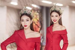 Miss Grand Thùy Tiên 'trói chặt' tim fan khi đẹp ngây ngất với váy đỏ bất đối xứng