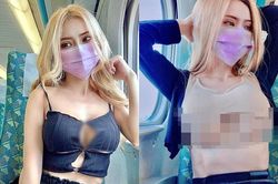 Đi tàu điện, nàng hot girl gây khó chịu vì 'mặc như không mặc'