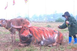 Hội thi vẽ trang trí trâu Lễ hội Tịch điền Đọi Sơn