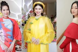 Lương Thùy Linh diện áo dài cách tân khoe vai trần sexy, đọ sắc Á hậu Phương Anh-Ngọc Thảo