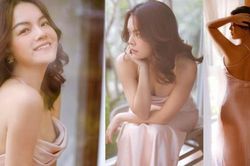Phạm Quỳnh Anh diện váy lụa, khoe đường cong nuột nà dịp Valentine