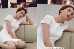 Ngọc Trinh bị chụp lén lúc ngủ gật trên máy bay nhưng vẫn nổi bật, chẳng dễ bị 'dìm hàng'