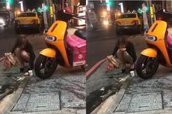 Một phen hú hồn với cô gái xinh đẹp làm đổ súp ra đường liền... bốc lên ăn lại