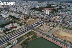 Cận cảnh nút giao thông phía tây cầu Trần Thị Lý sắp khánh thành