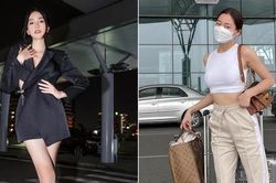 Cùng ra sân bay sang Pháp, Lương Thùy Linh và Á hậu Phương Anh diện đồ cắt xẻ cực sexy