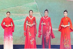 Gốm sứ Việt sinh động trên áo dài của NTK Vũ Thảo Giang
