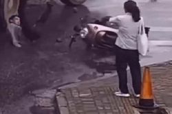 Ngã dưới bánh xe bồn, nam thanh niên thoát chết kì diệu nhờ cú lăn người không sai một li