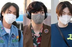 BTS tóc dài đẹp choáng váng tại sân bay sang Mỹ, không thấy J-Hope và Jungkook