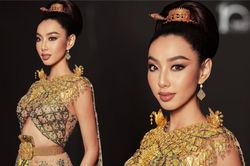 Thùy Tiên hóa nữ vương trong sắc phục truyền thống Thái Lan, biết giá mới 'bật ngửa'