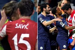 Hỗn chiến Atletico vs Man City: Túm tóc, húc đầu, nhổ nước bọt, mưa thẻ cuối trận
