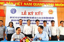 Cột mốc phối hợp giữa Bảo hiểm xã hội - Văn phòng Đoàn Đại biểu Quốc hội và Hội đồng nhân dân tỉnh Tiền Giang