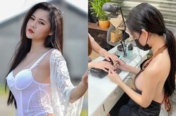 Hot girl vô tư 'thả rông' khi làm móng khiến người nhìn đỏ mặt