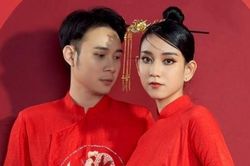Gợi ý áo dài đôi màu đỏ dành cho đám cưới mùa Hè