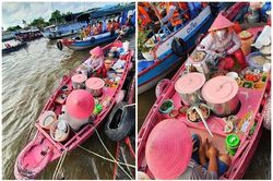 'Cưng xỉu' chiếc ghe full màu hồng nổi bật ở chợ nổi Cái Răng