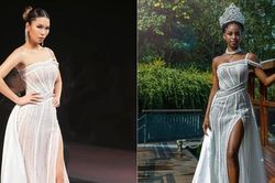 Hoa hậu Trái đất 2021 Evelyn Wagner mặc lại váy xẻ tà nóng bỏng của siêu mẫu Hà Anh