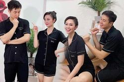 MC Thùy Linh thích mặc đồ đôi mỗi khi xuất hiện cùng chồng