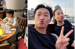 Vợ vắng nhà, Cường Đôla khoe đưa 2 con đánh lẻ ăn ngoài, trên bàn có chiếc túi nữ khả nghi