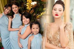 Cựu mẫu Vũ Thu Phương chăm chút ăn mặc cho 4 nàng công chúa