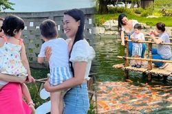 Hoàng Oanh đến nhà Nhã Phương - Trường Giang, 'check in' hồ cá koi bạc tỷ