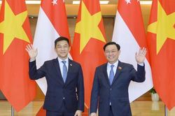 Chủ tịch Quốc hội Vương Đình Huệ đón, hội đàm với Chủ tịch Quốc hội Singapore